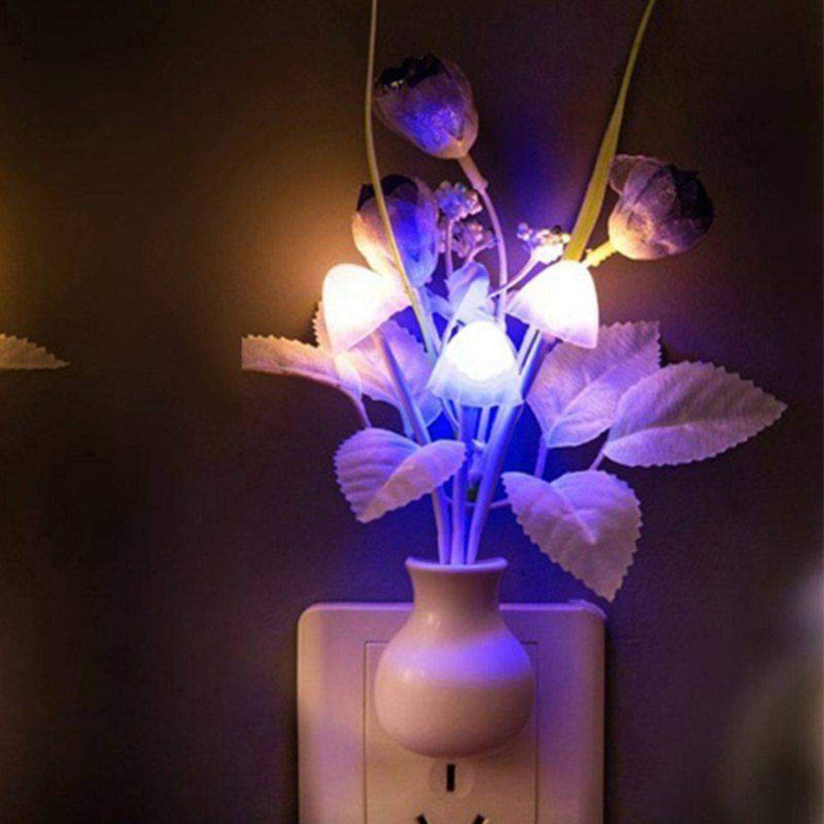 Romantic Colorful Sensor LED Mushroom Night Light Wall Lamp - 4
