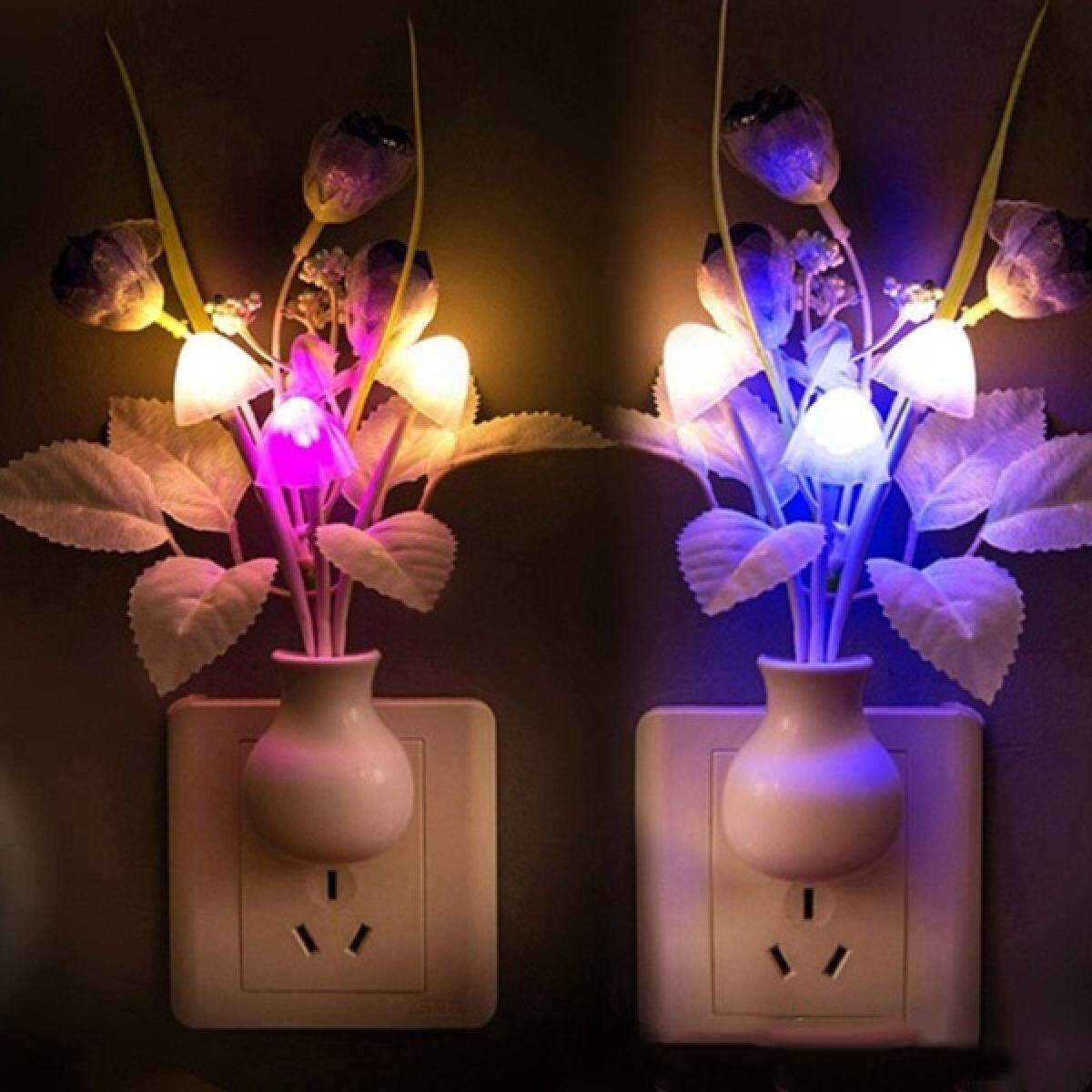 Romantic Colorful Sensor LED Mushroom Night Light Wall Lamp - 3